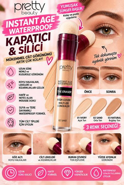 BİYUTREND Instant Age Waterproof Kapatıcı & Silici Yüksek Kapatıcılık Sünger ...