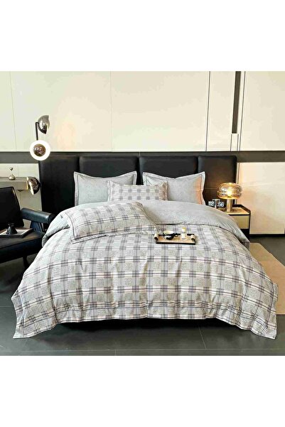 JOJO HOME Lenjerie de pat lux cu elastic si broderie, tesatura tip finet gros...