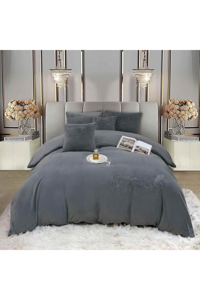 JOJO HOME Set lenjerie de pat cu broderie, microfibra plusata, pat 2 persoane...