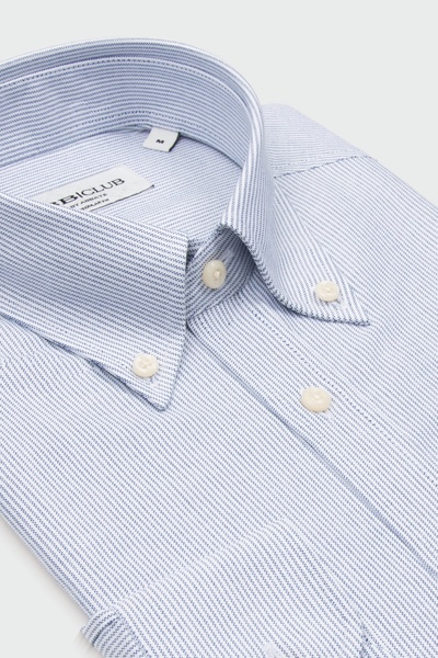 Abbate Bb Club Mike Oxford 100% Cotton Regular Fit Navy Blue Button-Down Coll...