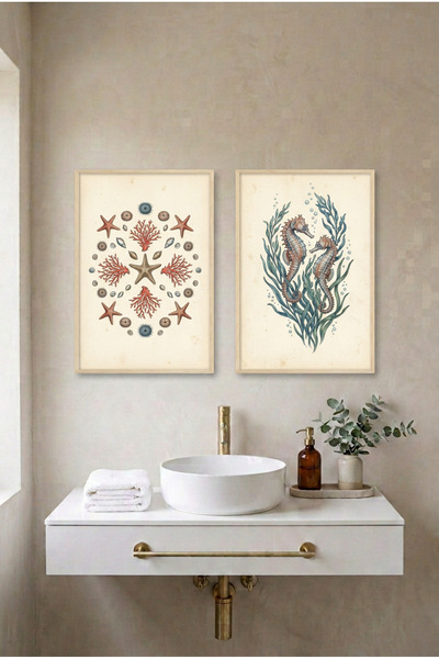 huhuli مجموعة من لوحتين للرسم على الخشب المضغوط (MDF) بتصميم نجم البحر وحصان ...