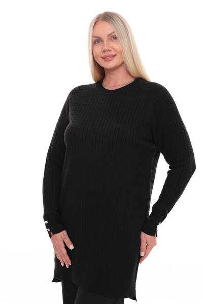 TRENDSE Knitwear Tunic with Cuff Buttons Knitwear Soft Tunic