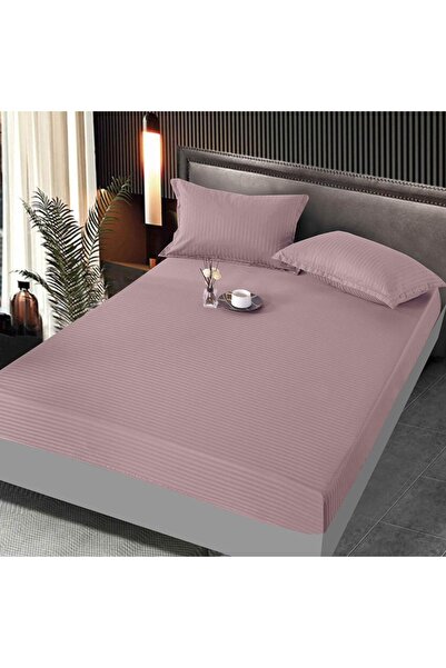 JOJO HOME Husa de pat cu elastic si 2 fete de perna, tesatura tip Damasc, pat...