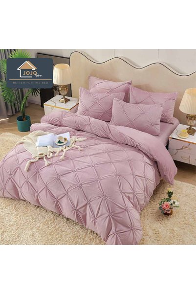 JOJO HOME Lenjerie de pat din catifea, cu pliuri, 4 piese, pat 2 persoane, ro...