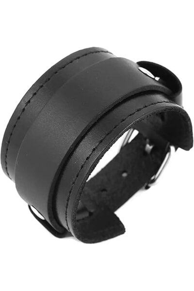 Tazweeq Leather Cuff Bracelet, Punk Rock Faux Leather Mens Wristbands, Adjust...