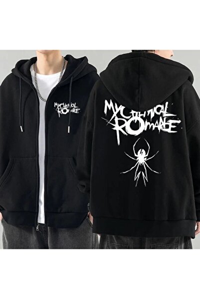 Vordevia My Chemical Romance Printed 3 Thread Zipper Cardigan Embroidered Ove...