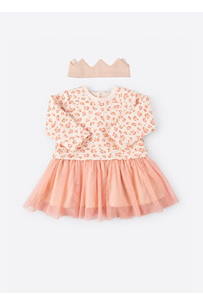 kitikate Pink Leopard Saç Bantlı Elbise Pembe