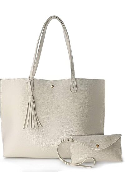 Hoxis Minimalist Clean Cut Pebbled Faux Leather Tote Womens Shoulder Handbag