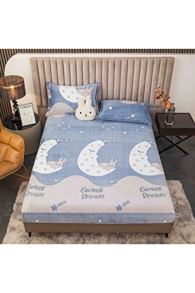 JOJO HOME Husa de Pat Cocolino Bleu „Sweet Dream” 💤 cu Iepurasi pe Luna | Jo...