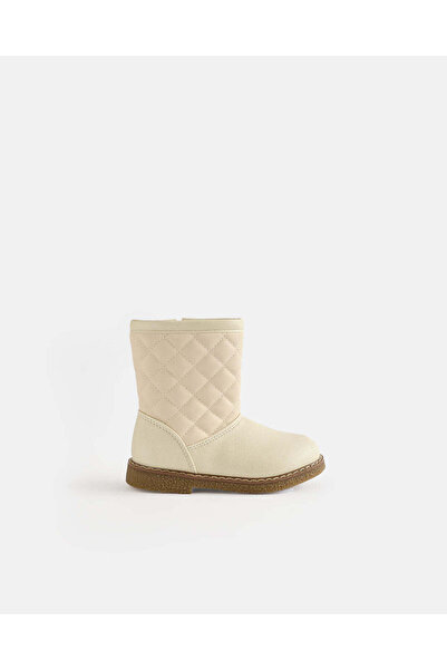 REDTAG Girls Ivory Quilted Ankle Boots