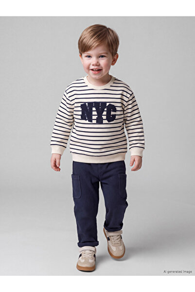 LC Waikiki Esvab • Modern & Distinctive Nyc Printed Striped Baby Boy Set