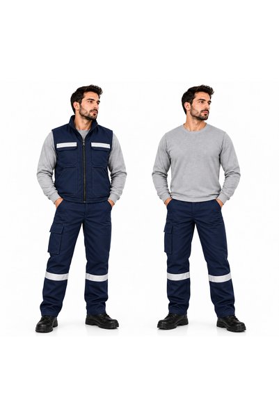 Gabardin Yelekli İş Takımı