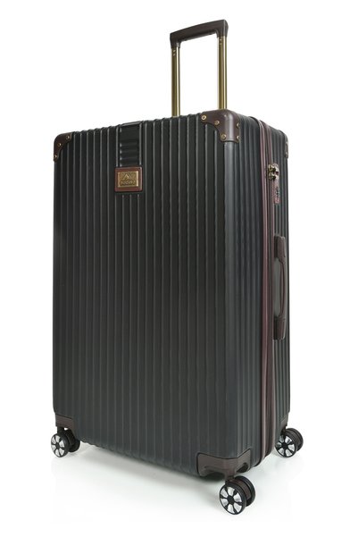 MORANO 3Pcs Abs Hardshell Luggage Set Shockproof and Shatterproof 20/24/28 Inch Brown with Brown Stripes Travel Suitcase Set