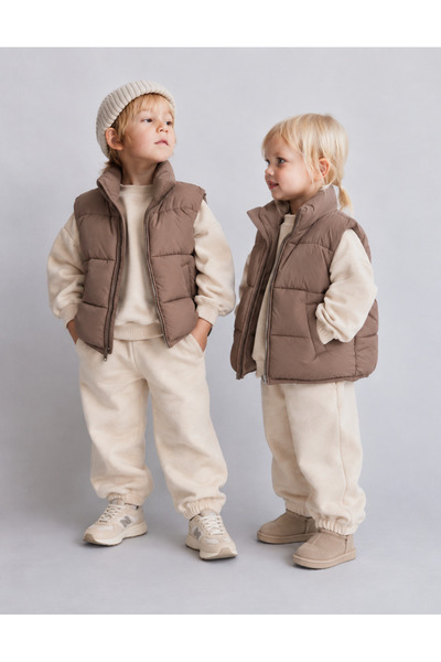 Unisex Çocuk Vizon Oversize Şişme Yelek
