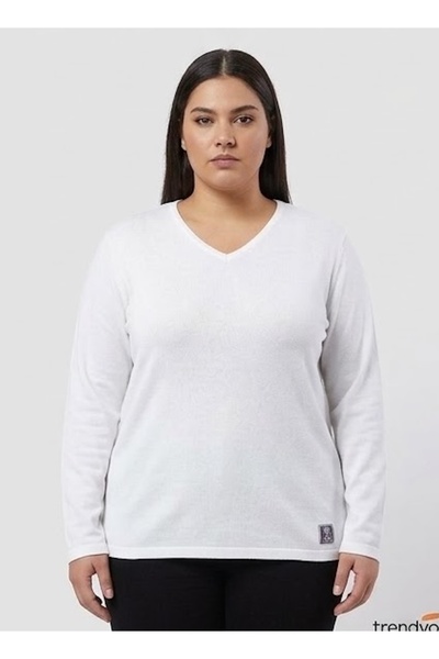 rood Plus Size V-Neck Sweat Shirt
