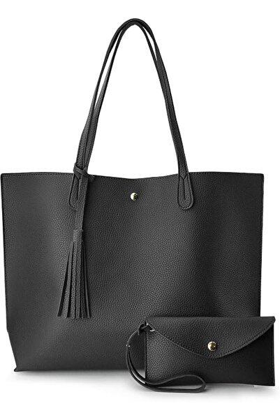 Hoxis Minimalist Clean Cut Pebbled Faux Leather Tote Womens Shoulder Handbag