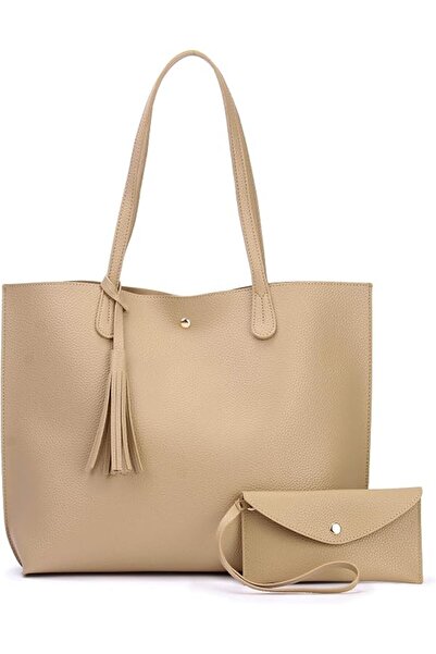 Hoxis Minimalist Clean Cut Pebbled Faux Leather Tote Womens Shoulder Handbag