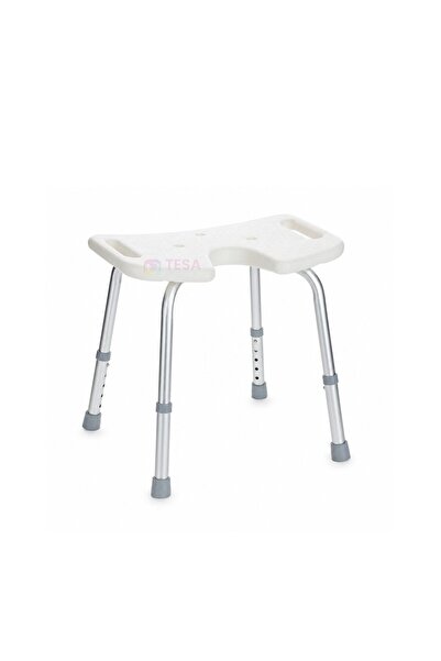 Tesa Bathroom chair with cutout, height-adjustable, aluminum, max. 150 kg, TM...