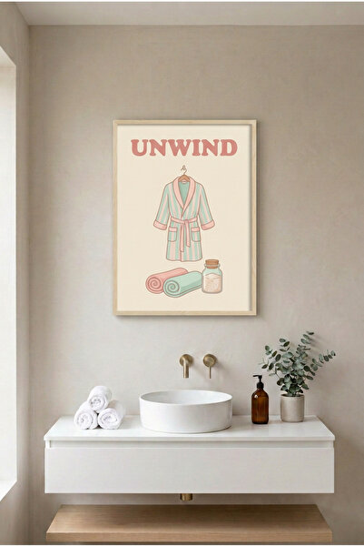 huhuli Unwind Bathrobe and Towel Wooden Framed Mdf Sign - Vintage Bathroom Si...