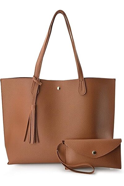 Hoxis Minimalist Clean Cut Pebbled Faux Leather Tote Womens Shoulder Handbag