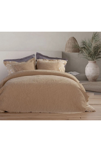 Nef Nef Homeware Βαμβακερή Διπλή Κουβέρτα Λιλιάνα Μουστάρδα Νεφ Νεφ