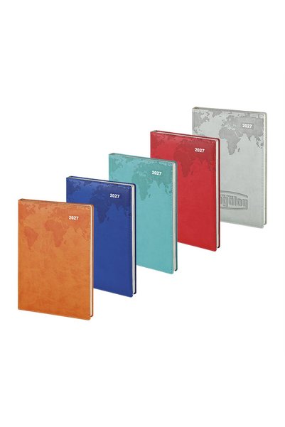 nesnelgift 2027 16X24 World Patterned 1520 Thermo Leather Dated Agenda (Ivory Paper)