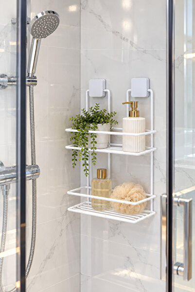 Ömür Boyu Paslanmaz Yapışkanlı Banyo Rafı, Banyo Düzenleyici, Banyo Organizer, Şampuan Rafı