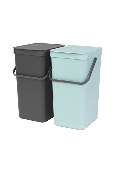 Brabantia "Sort & Go" built-in trash bin, plastic, 2 x 16 L, "Mint / Gray" -