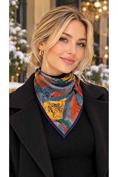 MARBERRY Flr27-24 Multicolored Pleated Women's Scarf 50X50 cm
