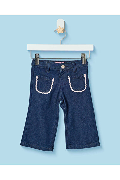 REDTAG Infant Girls Navy Wide Leg Jeans
