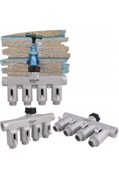 Stalco Distribuitpr Apă Robinet, 3/4 Inch, Argintiu, Pentru Udare Grădină, 4 ...