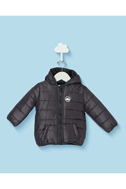 REDTAG Infant Boys Black Plain Puffer Jacket