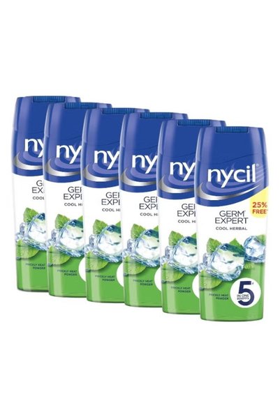 Generic Brand Nycil Germ Expert (Cool Herbal) Cooling Talcum Powder 150g X 6Pcs