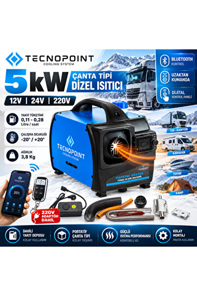 5 kW Çanta Tipi Dizel Isıtıcı Webasto Tipi Portatif Bluetooth 12V 24V 220V