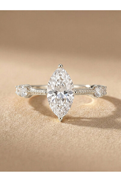 Take Two By Styli Silver Marquise Cut Zircon Ring