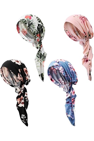 Generic Floral Head Scarves for Women, Pre-Tied Chemo Headwear, 4-Piece Set, ...