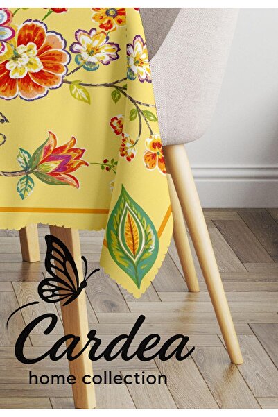 Cardea Home Collection مفرش طاولة مطبوع رقميًا بنمط زهور صفراء من إنتاج خاص