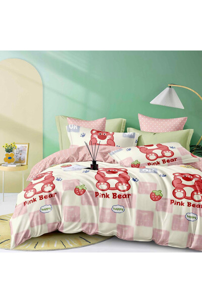JOJO HOME Lenjerie de pat cu 2 fete, tesatura tip finet, 4 piese, pat 1 perso...