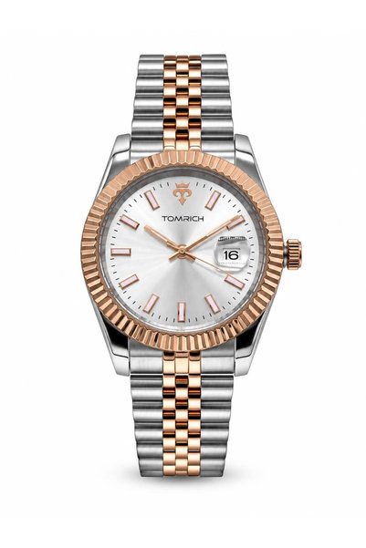 TOMRICH VANTAGE Men's Luxury Analog Quartz Watch, Silver Sunray Dial, Date Di...