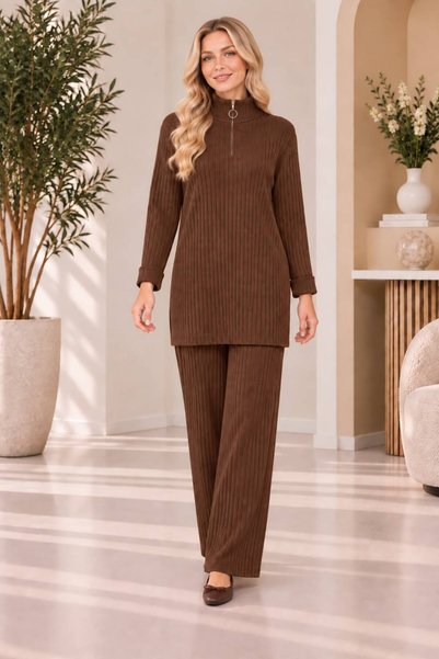 MAY MARA Women's fisherman neck zippered knitwear set