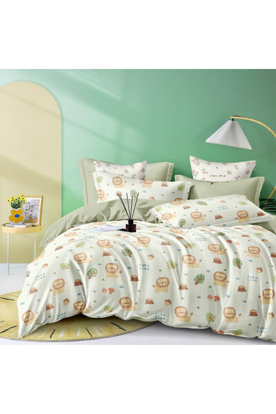 JOJO HOME Lenjerie de pat cu 2 fete, tesatura tip finet, 4 piese, pat 1 perso...