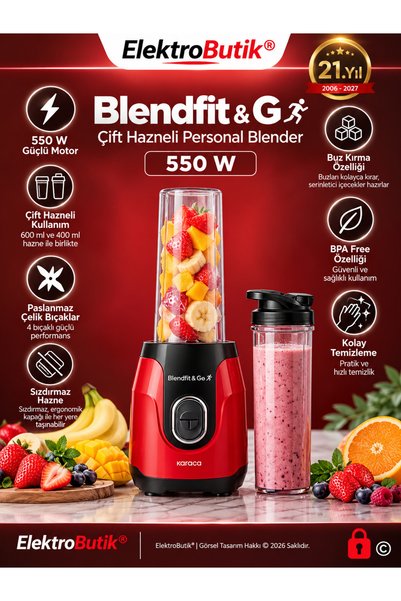 Genel Markalar Blendfit Go Kırmızı Personal Kişisel Smoothie Blender Buz Kırı...