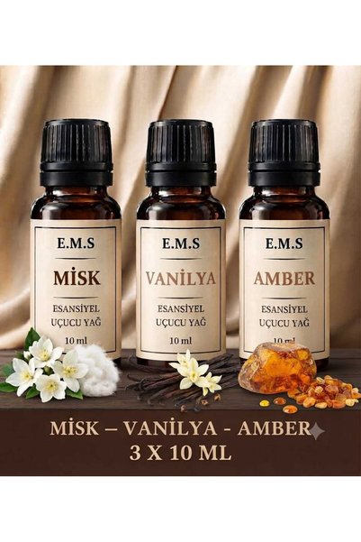 E.M.S AVM MİSK - VANİLYA -AMBER Esansiyel Uçucu Yağ Buhurdanlık Yağı Difüzör ...