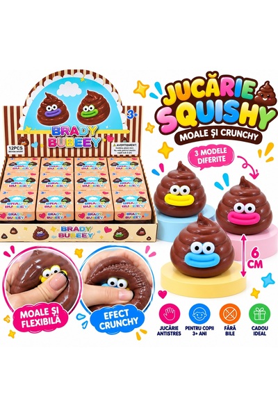 SHOP LIKE A PRO Jucărie Squishy Crunchy, Moale și Flexibilă, Model Amuzant, 6 cm