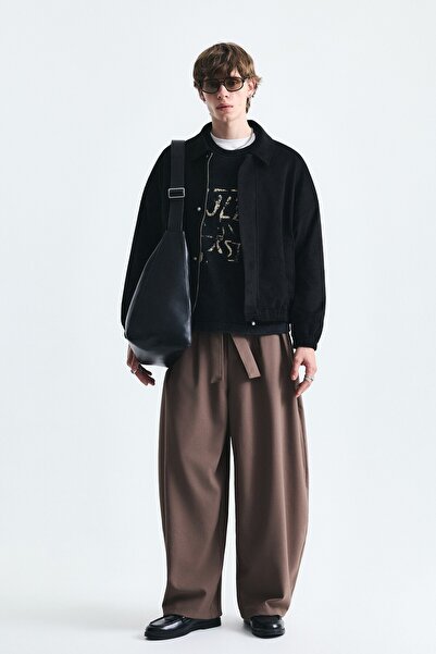 VAMOSCLO Oversize Polo Yaka Suni Süet Mont