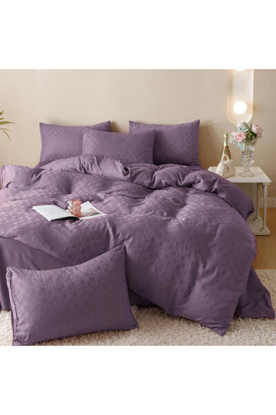 JOJO HOME Lenjerie de pat, tesatura tip jacquard finetat, pat 2 persoane, 6 p...