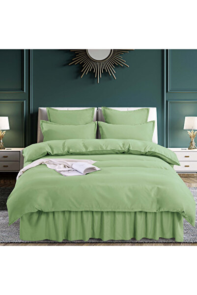 JOJO HOME Lenjerie de pat cu volanase, tesatura tip finet, pat 2 persoane, un...