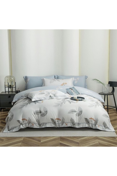 JOJO HOME Lenjerie de pat lux cu elastic si broderie, tesatura tip finet gros...