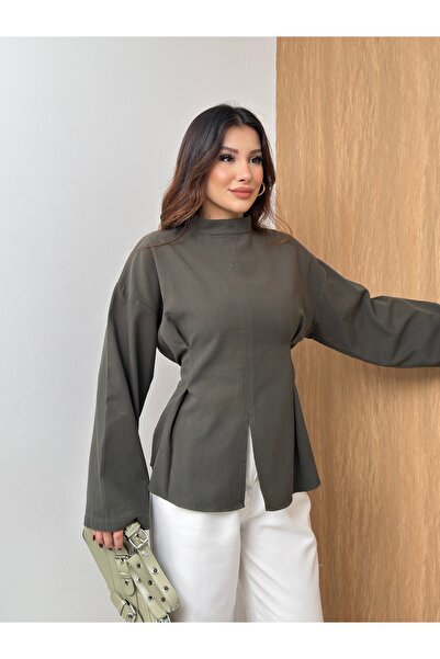 MiraMore Butik Women's Tie-Details Stand Collar Blouse