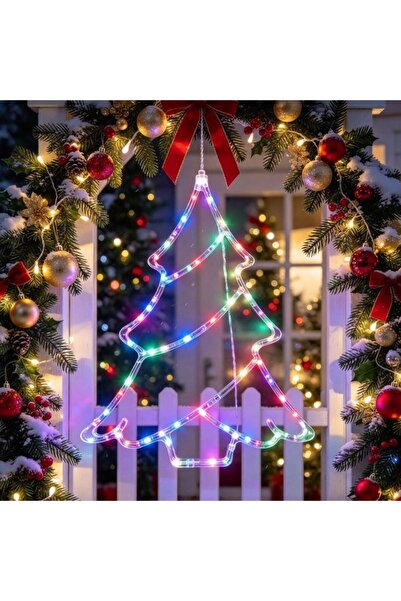 Kmt Style Decorative rainbow Christmas tree lamp with battery, timer, 31×38cm...